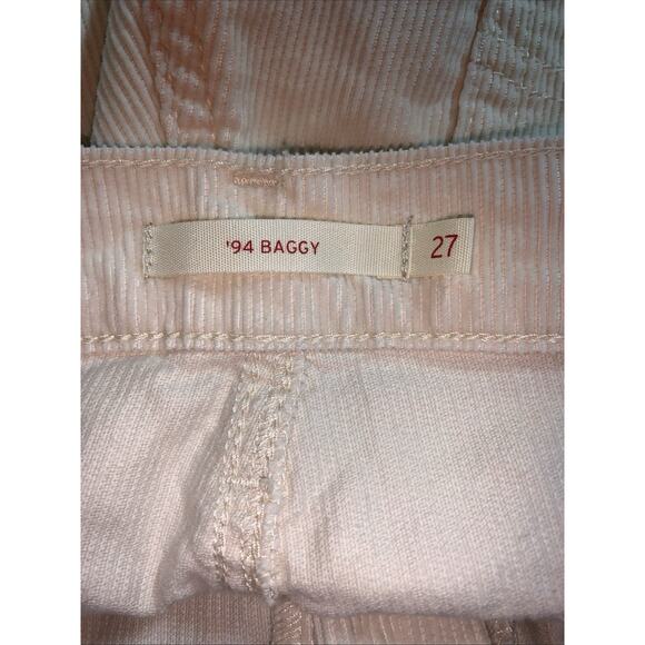Levis Pants Womens 27 32 Beige Cream Corduroy 94 Baggy Straight Leg Cords Chino - Picture 5 of 13